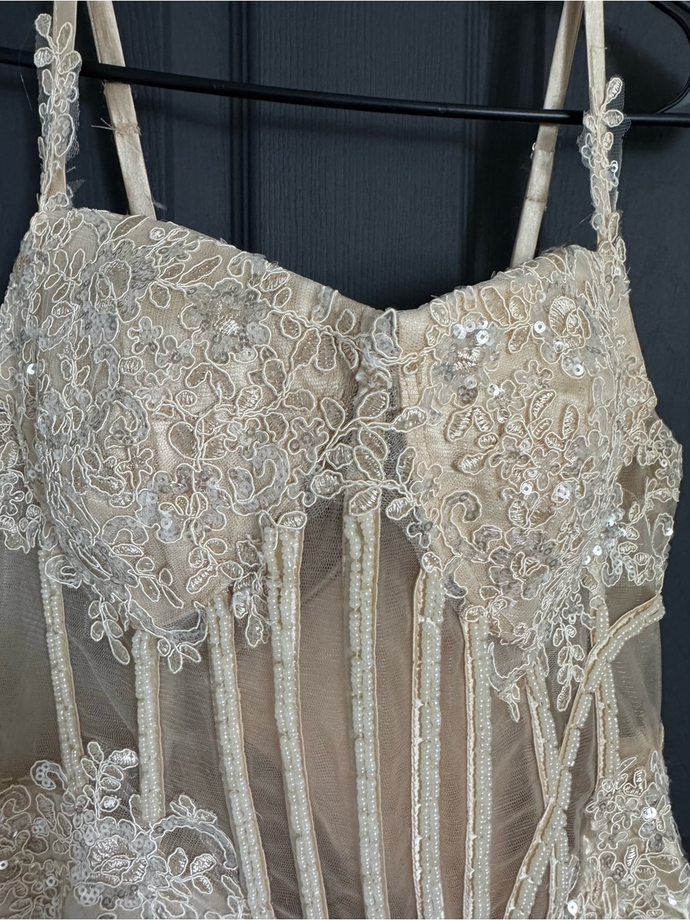 Champagne Mermaid Gown with Corset Lace Bodice - Size 10 NWOT - Picture 4 of 8